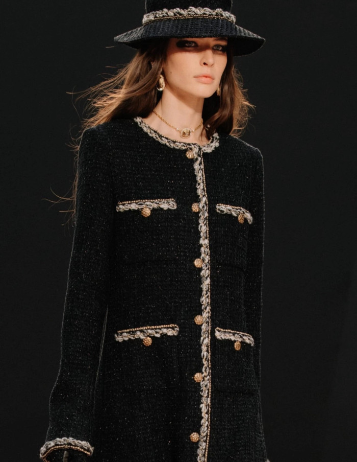 NIGO Chanel Four-pocket Long Coat in Fine Shiny Tweed #nigo334124
