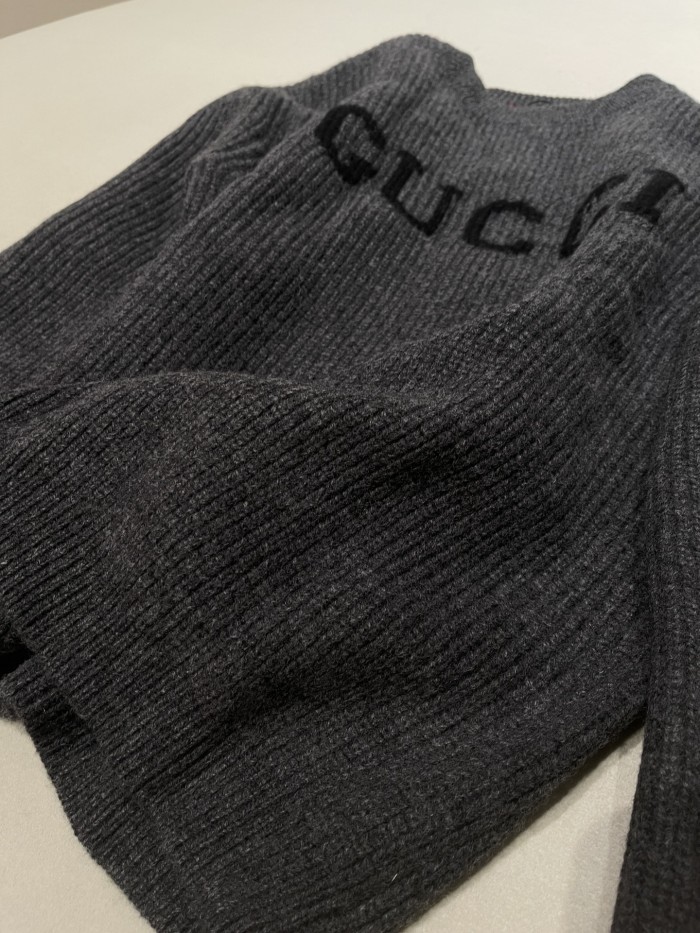 NIGO Gucci Wool Cashmere Rib Knit Sweater in Dark Grey and Black #nigo332663