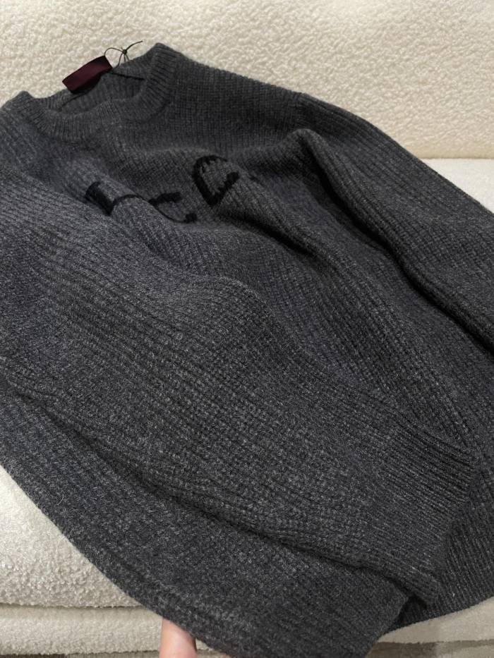 NIGO Gucci Wool Cashmere Rib Knit Sweater in Dark Grey and Black #nigo332663