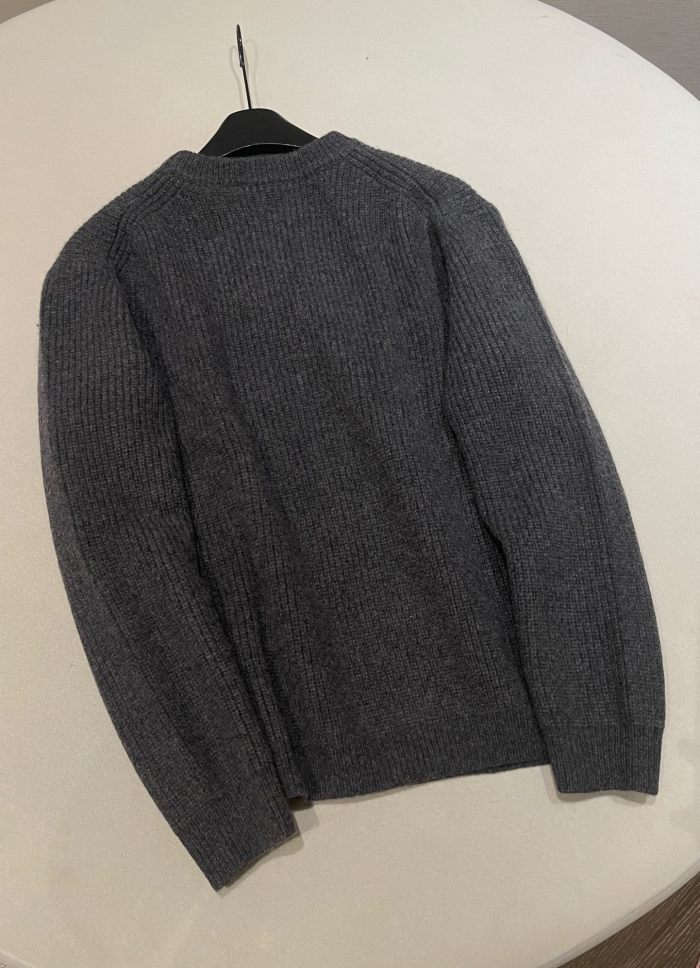 NIGO Gucci Wool Cashmere Rib Knit Sweater in Dark Grey and Black #nigo332663