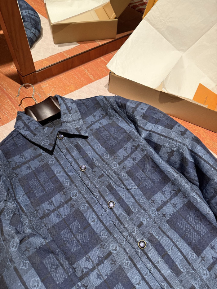 NIGO Louis Vuitton Monogram Tartan Denim Overshirt #nigo334103