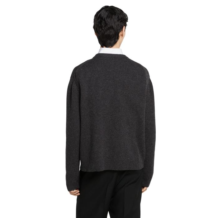 NIGO Gucci Wool Cashmere Rib Knit Sweater in Dark Grey and Black #nigo332663