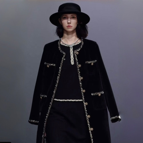 NIGO Chanel Four-pocket Long Coat in Fine Shiny Tweed #nigo334124