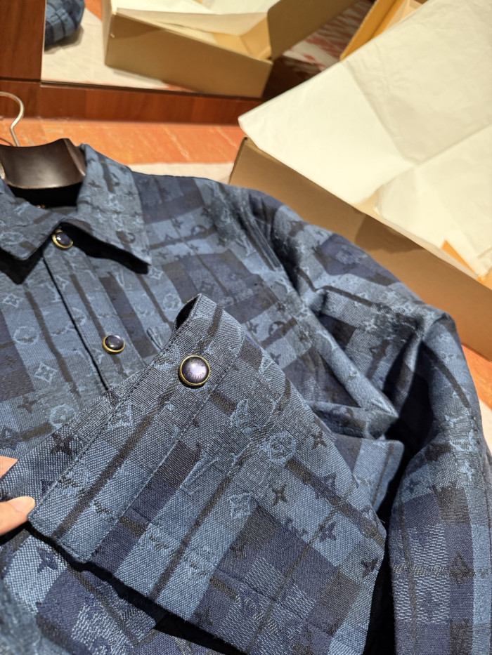 NIGO Louis Vuitton Monogram Tartan Denim Overshirt #nigo334103