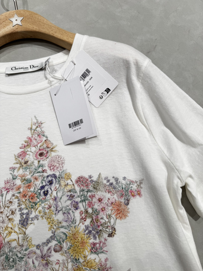 NIGO Dior Dior Star Pattern Floral Cotton-blend Jersey Crew Neck Short Sleeves #nigo334133