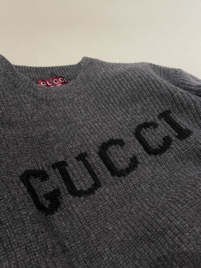 NIGO Gucci Wool Cashmere Rib Knit Sweater in Dark Grey and Black #nigo332663