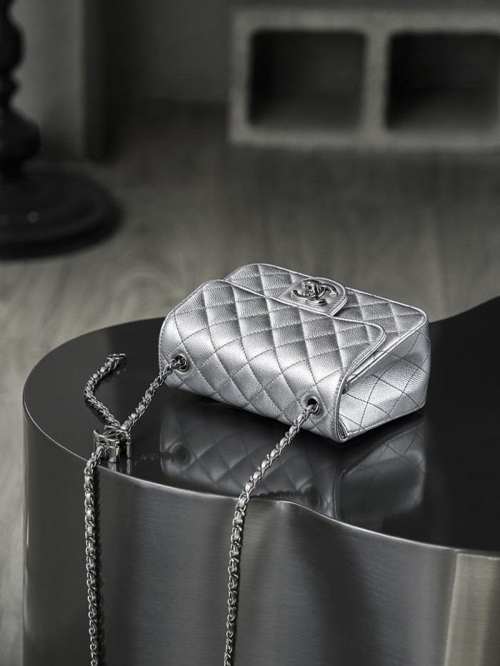 NIGO Chanel Classic Flap CF Lambskin Chain Bag Shoulder Bag Women's Silver #nigo334148