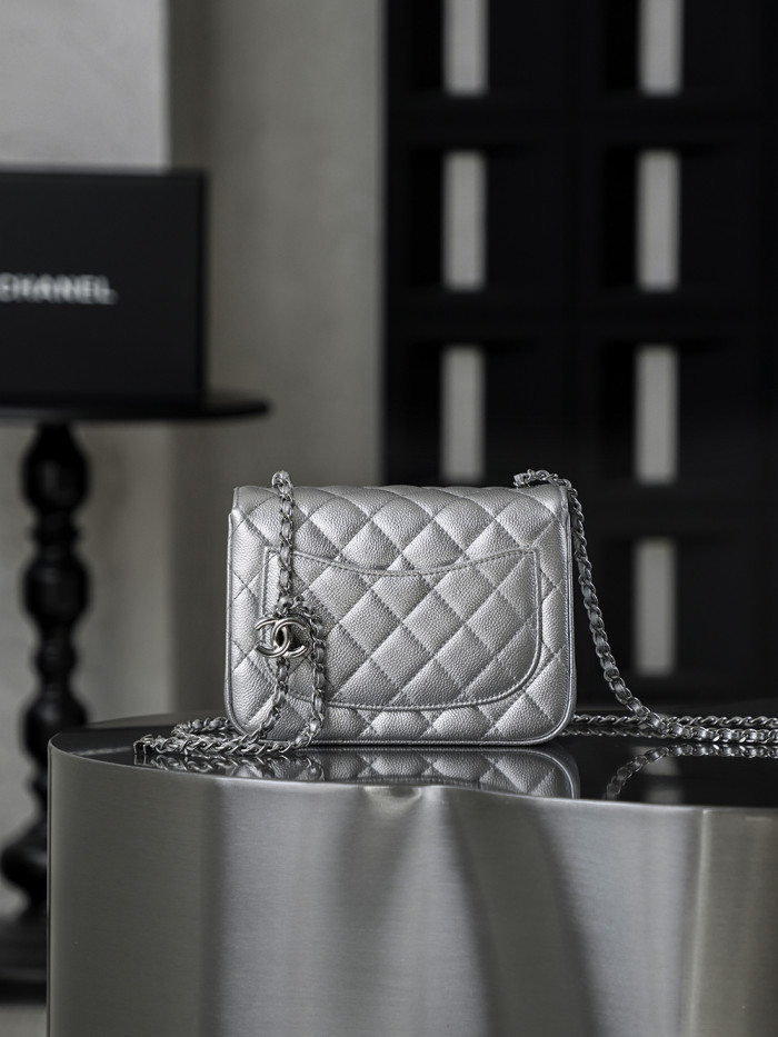 NIGO Chanel Classic Flap CF Lambskin Chain Bag Shoulder Bag Women's Silver #nigo334148