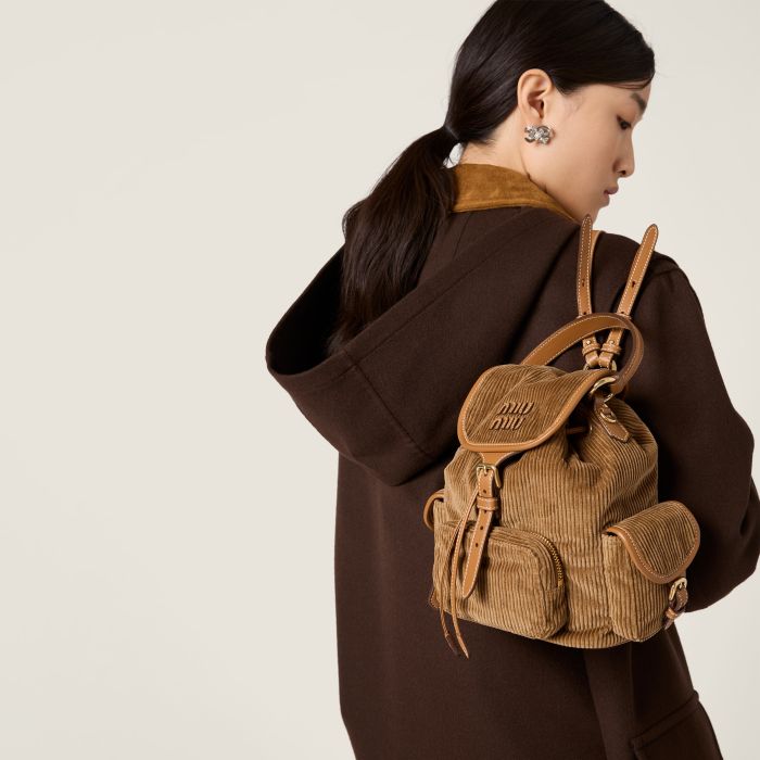 NIGO MiuMiu Small Cinnamon Corduroy Backpack #nigo334156