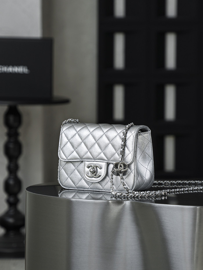 NIGO Chanel Classic Flap CF Lambskin Chain Bag Shoulder Bag Women's Silver #nigo334148