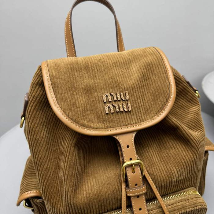 NIGO MiuMiu Large Cinnamon Corduroy Backpack #nigo334155