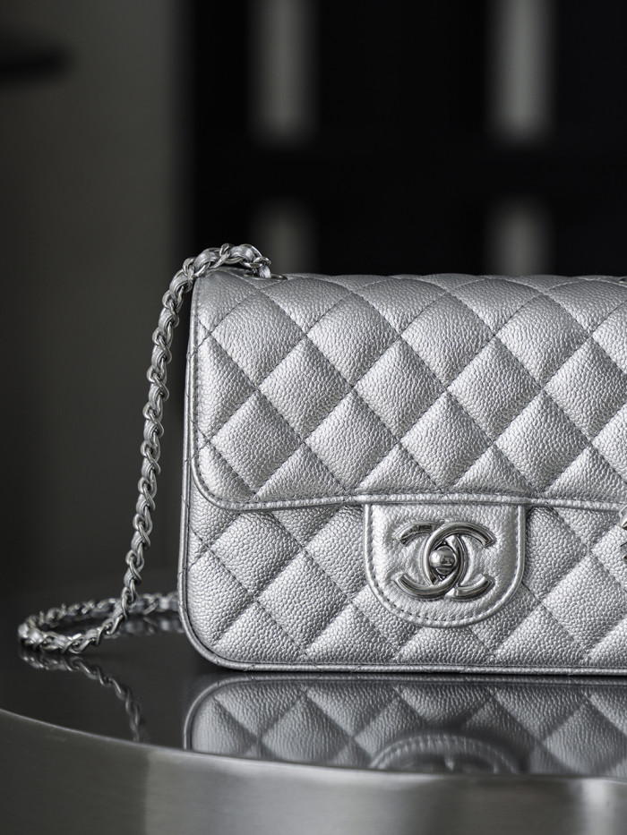 NIGO Chanel Classic Flap CF Lambskin Chain Bag Shoulder Bag Women's Silver #nigo334148