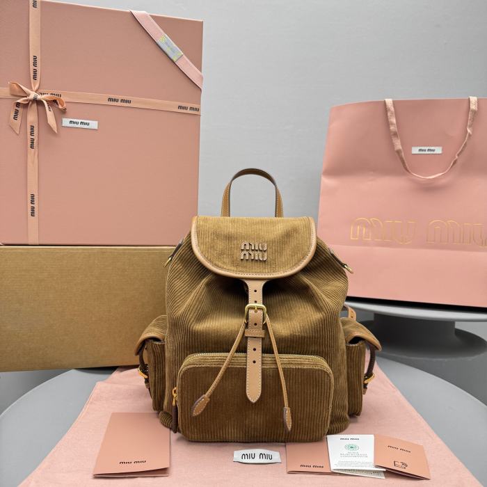 NIGO MiuMiu Large Cinnamon Corduroy Backpack #nigo334155