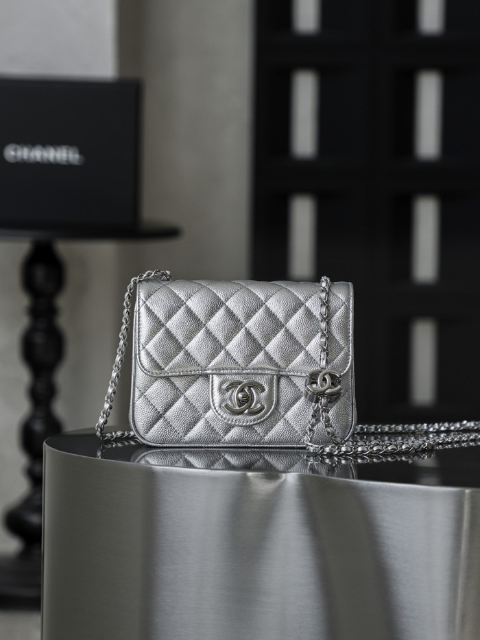 NIGO Chanel Classic Flap CF Lambskin Chain Bag Shoulder Bag Women's Silver #nigo334148