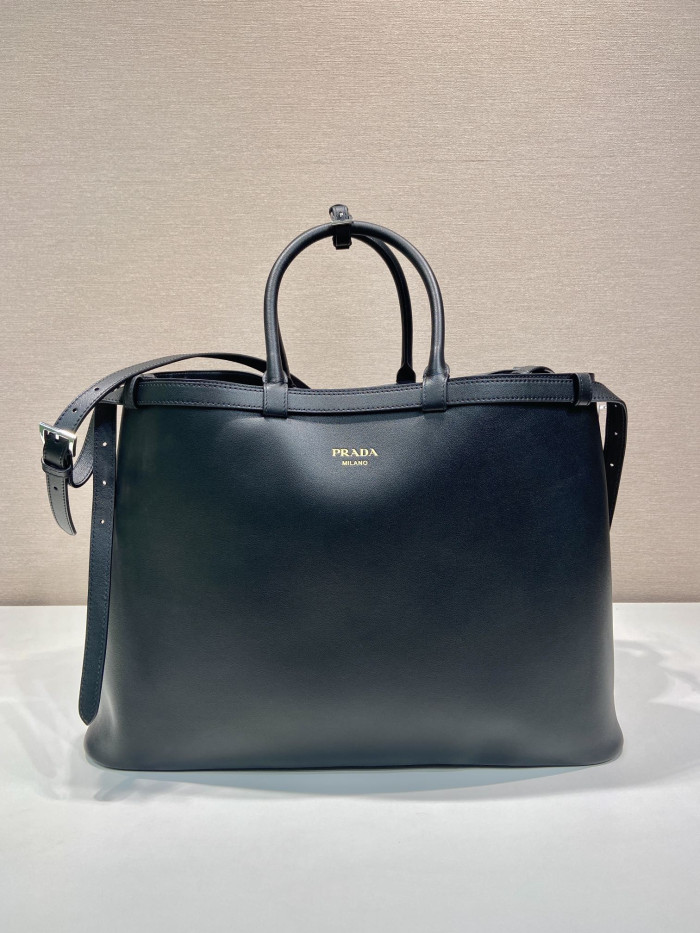 NIGO PRADA Black Prada Buckle Leather Bag With Belt #nigo334235