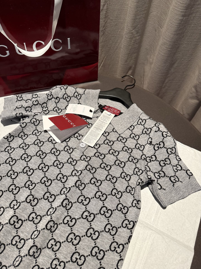 NIGO Gucci GG Wool Jacquard Polo Dress Grey Black #nigo334214