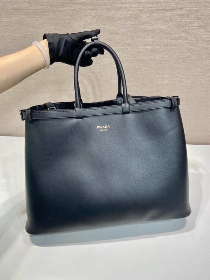 NIGO PRADA Black Prada Buckle Leather Bag With Belt #nigo334235