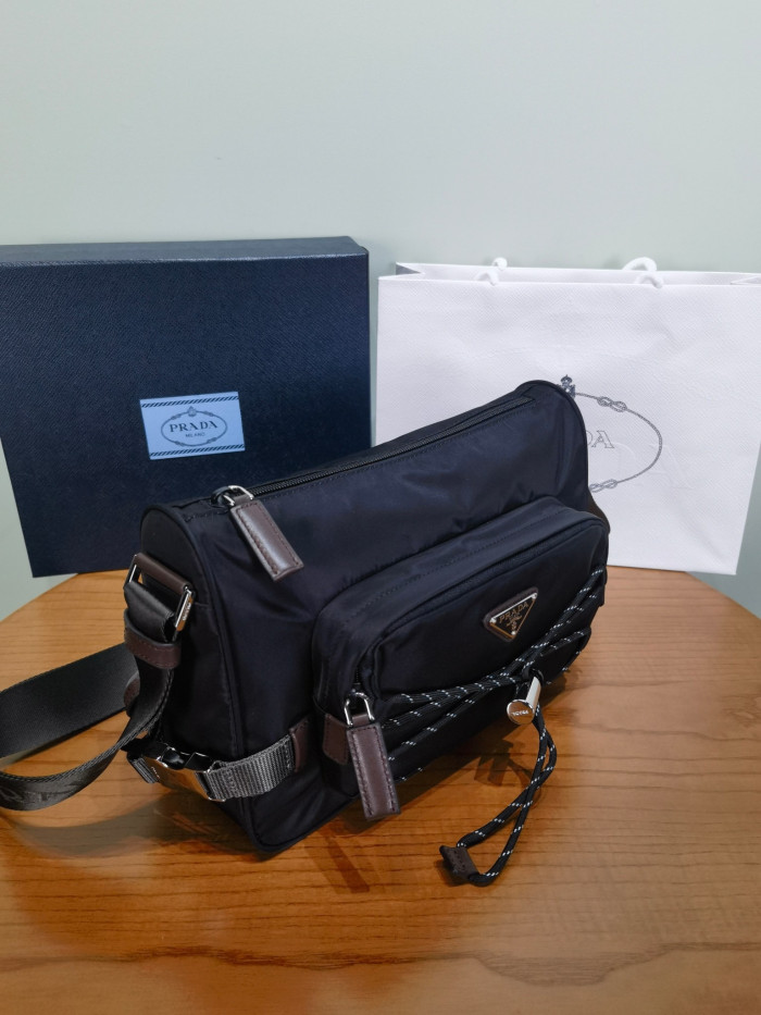 NIGO PRADA Black Prada Speedrock Re-nylon Leather Shoulder Bag #nigo334216