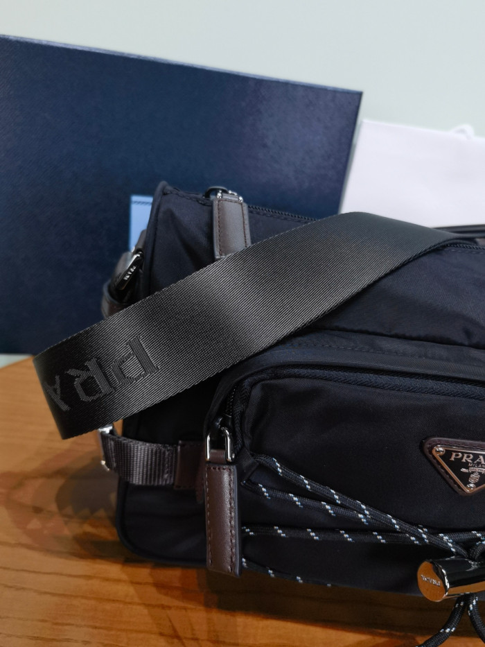 NIGO PRADA Black Prada Speedrock Re-nylon Leather Shoulder Bag #nigo334216