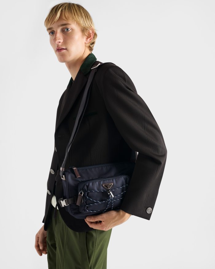 NIGO PRADA Black Prada Speedrock Re-nylon Leather Shoulder Bag #nigo334216