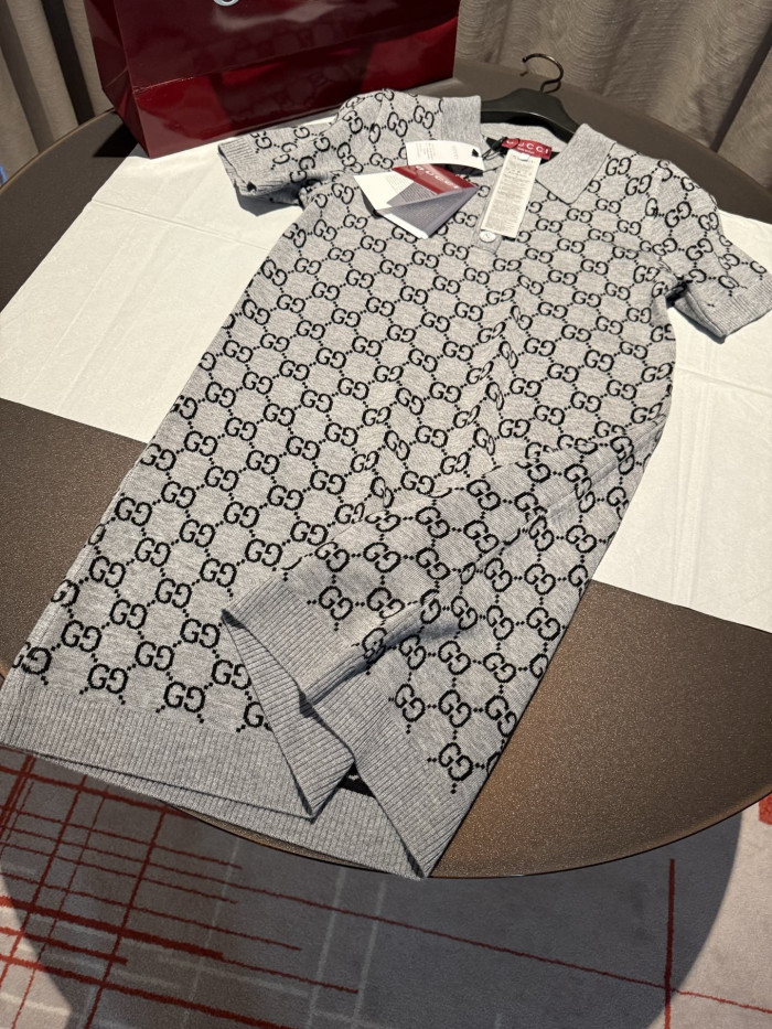 NIGO Gucci GG Wool Jacquard Polo Dress Grey Black #nigo334214