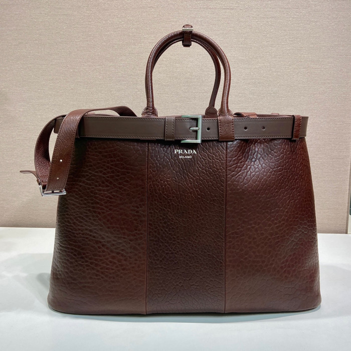NIGO PRADA Black Prada Buckle Leather Bag With Belt #nigo334235