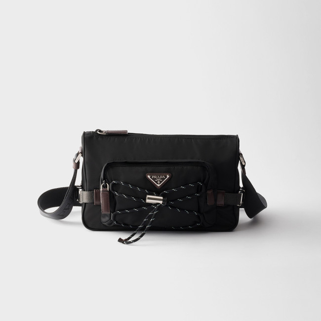 NIGO PRADA Black Prada Speedrock Re-nylon Leather Shoulder Bag #nigo334216