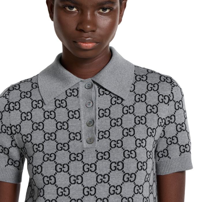 NIGO Gucci GG Wool Jacquard Polo Dress Grey Black #nigo334214