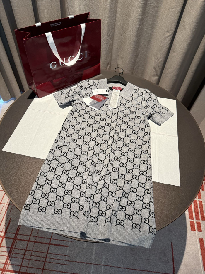 NIGO Gucci GG Wool Jacquard Polo Dress Grey Black #nigo334214