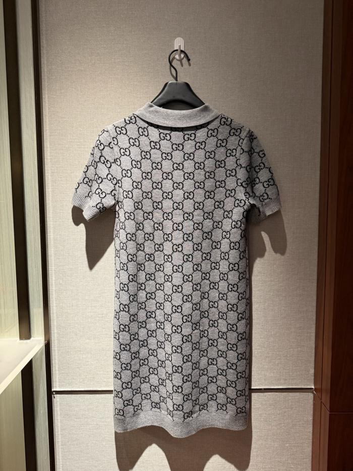 NIGO Gucci GG Wool Jacquard Polo Dress Grey Black #nigo334214