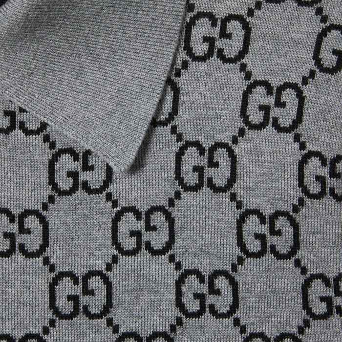 NIGO Gucci GG Wool Jacquard Polo Dress Grey Black #nigo334214