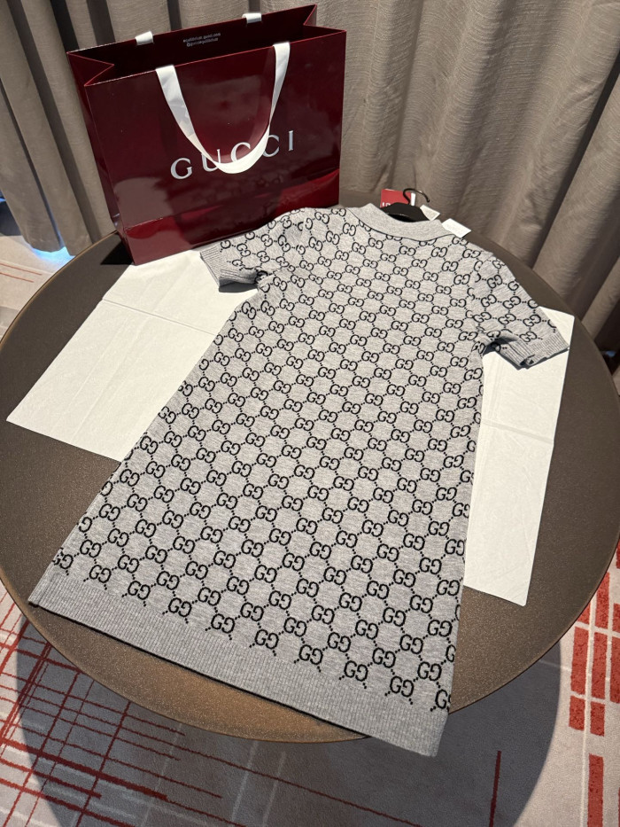 NIGO Gucci GG Wool Jacquard Polo Dress Grey Black #nigo334214
