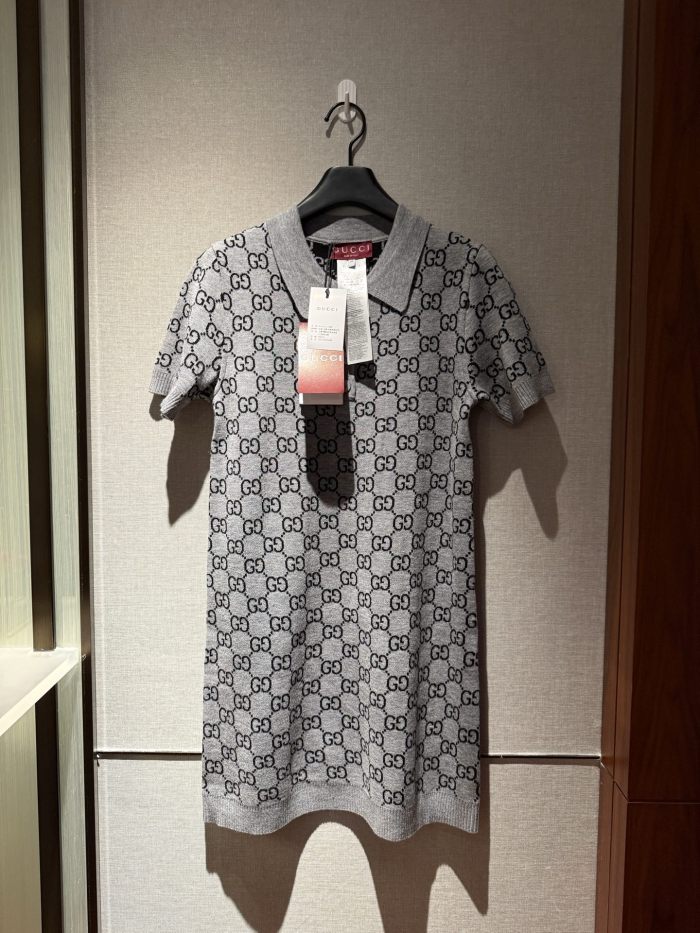 NIGO Gucci GG Wool Jacquard Polo Dress Grey Black #nigo334214