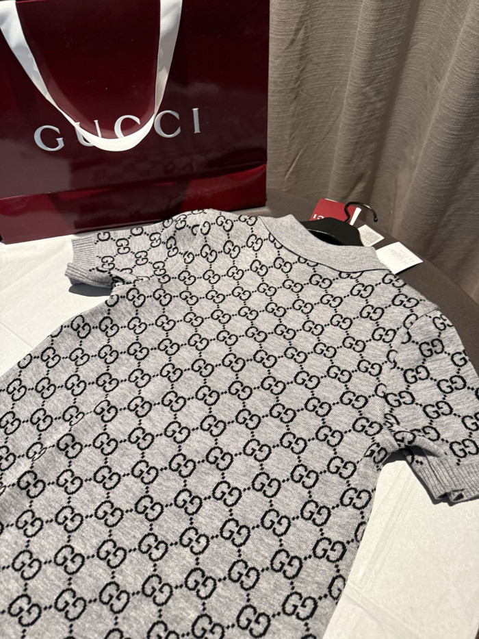 NIGO Gucci GG Wool Jacquard Polo Dress Grey Black #nigo334214