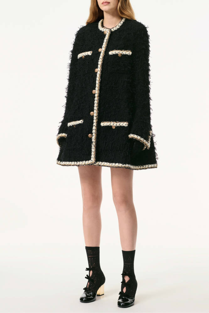 NIGO Chanel Cape Wool Tweed Black Ecru #nigo334181