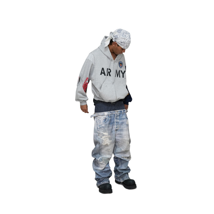 NIGO Protocol Index Reconstructed Sweatshirts Zip Hoodie Melange Grey #nigo334249
