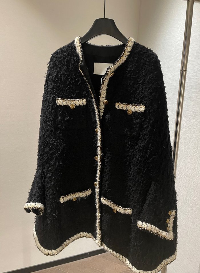 NIGO Chanel Cape Wool Tweed Black Ecru #nigo334181