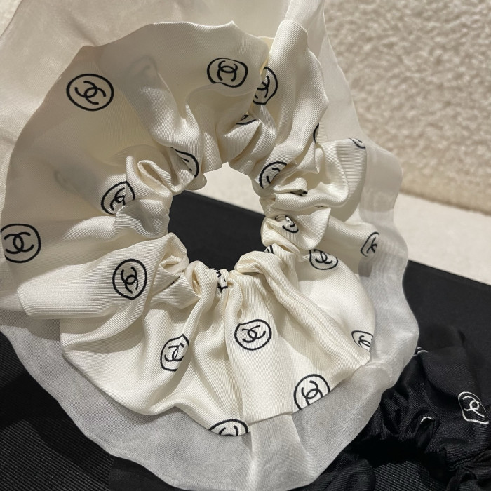 NIGO Chanel Hair Accessory Silk Twill White Black #nigo334195