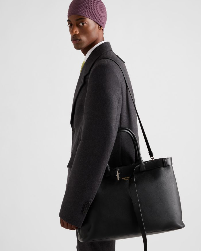 NIGO PRADA Black Prada Buckle Leather Bag With Belt #nigo334235