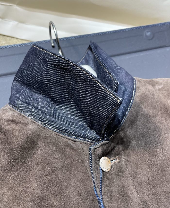 NIGO PRADA Navy Denim And Suede Blouson Jacket #nigo334279