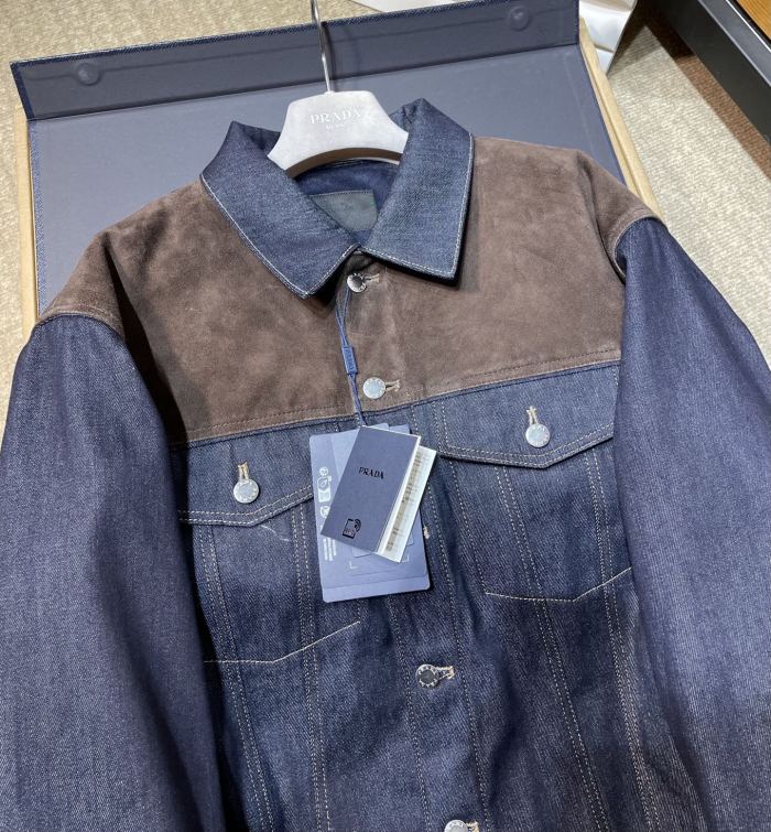 NIGO PRADA Navy Denim And Suede Blouson Jacket #nigo334279