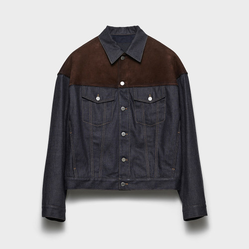 NIGO PRADA Navy Denim And Suede Blouson Jacket #nigo334279