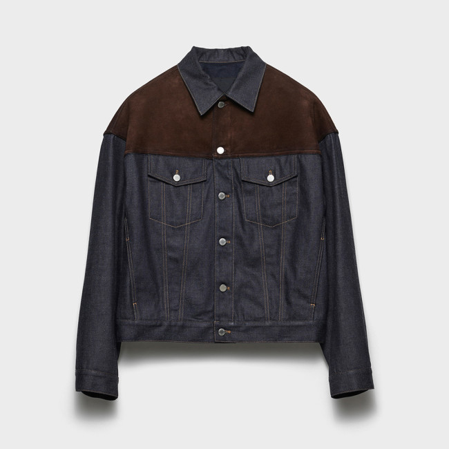 NIGO PRADA Navy Denim And Suede Blouson Jacket #nigo334279