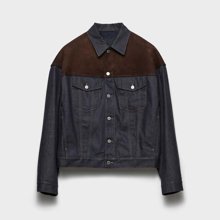 NIGO PRADA Navy Denim And Suede Blouson Jacket #nigo334279
