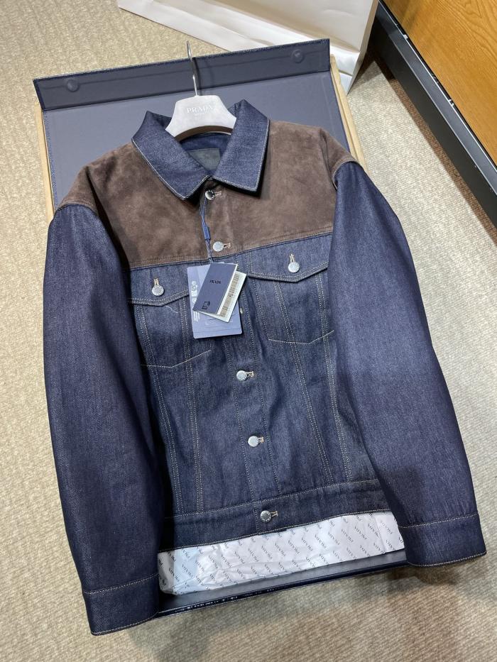 NIGO PRADA Navy Denim And Suede Blouson Jacket #nigo334279