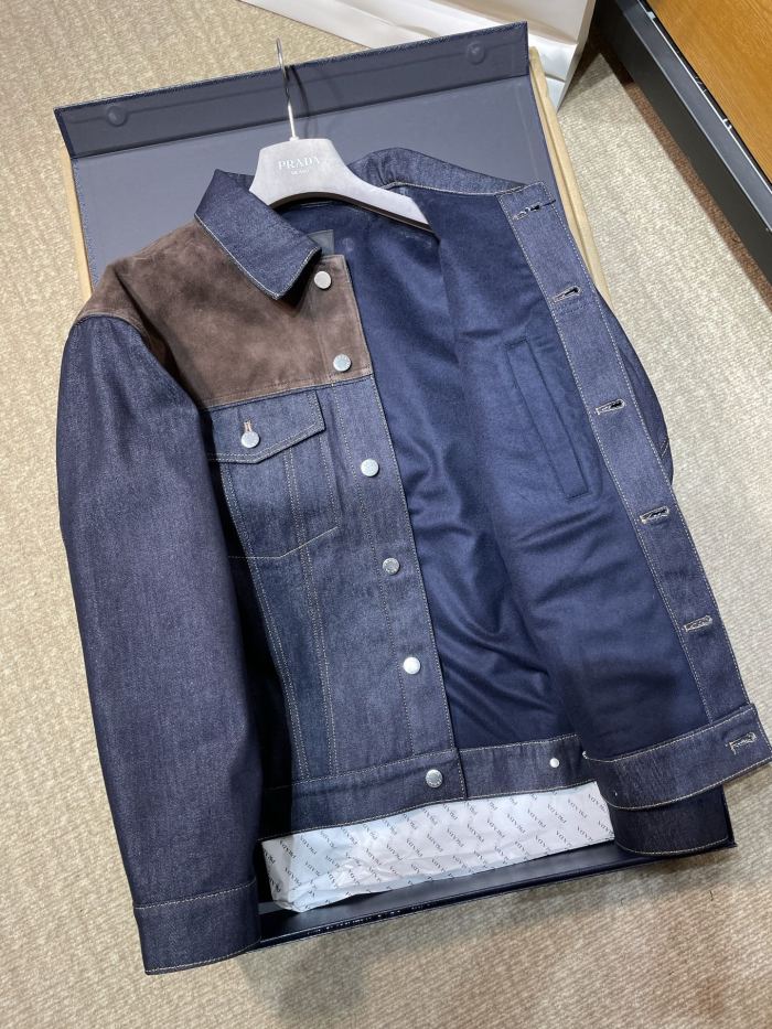 NIGO PRADA Navy Denim And Suede Blouson Jacket #nigo334279