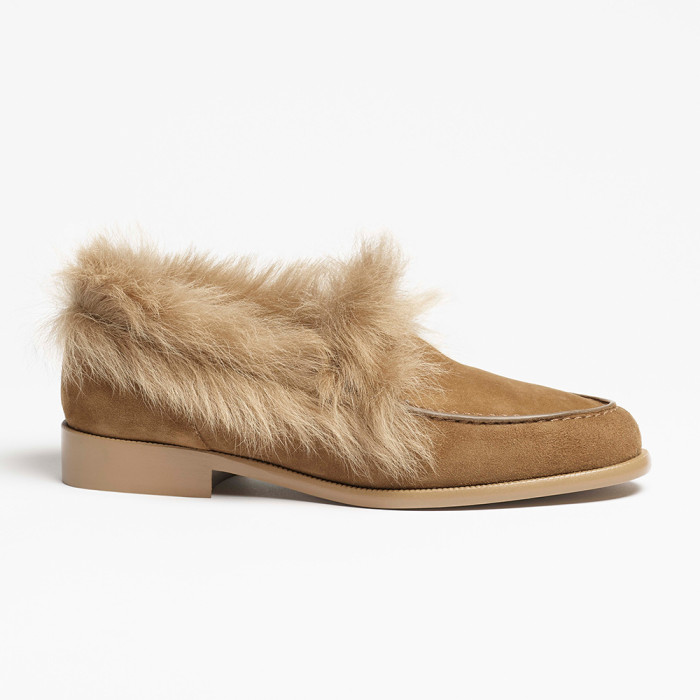 NIGO Chanel Moccasins Suede Kidskin Shearling Lambskin Brown #nigo334371