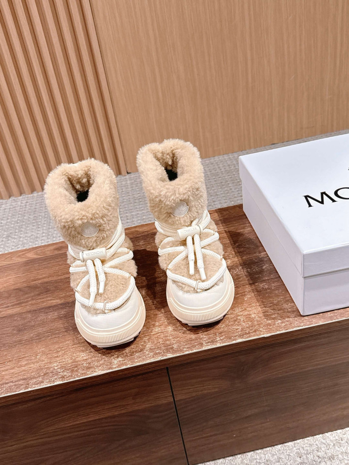 NIGO Moncler Light Beige Moncler Altive Mid Teddy Snow Boots #nigo334369