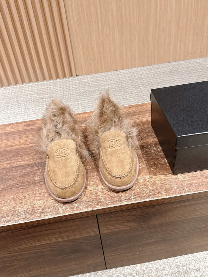 NIGO Chanel Moccasins Suede Kidskin Shearling Lambskin Brown #nigo334371