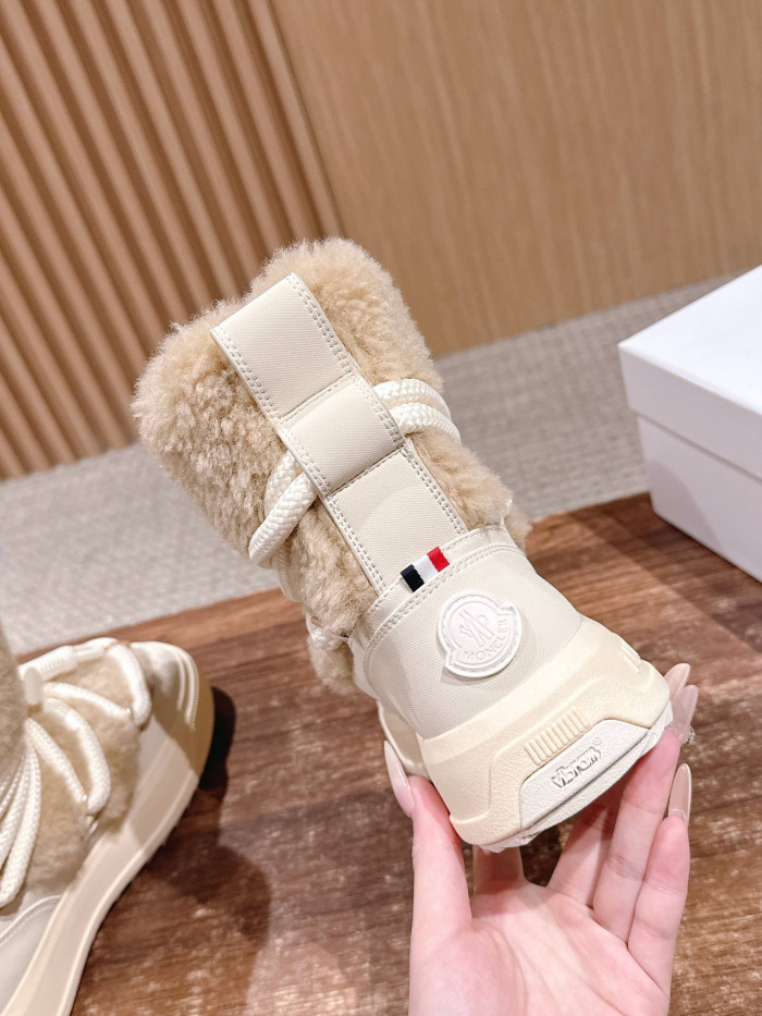 NIGO Moncler Light Beige Moncler Altive Mid Teddy Snow Boots #nigo334369